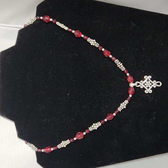 Cookie Lee Red Crystal Pendant Necklace - Picture 1 of 8